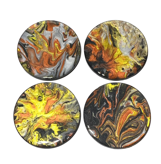 Gold Mix Fluid Art Coasters