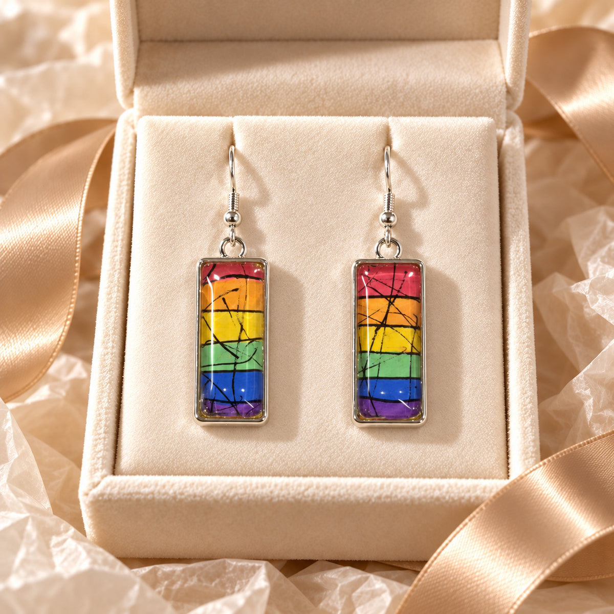 Pride No. 1 - Silver-Tone Stainless Steel & Glass Earrings