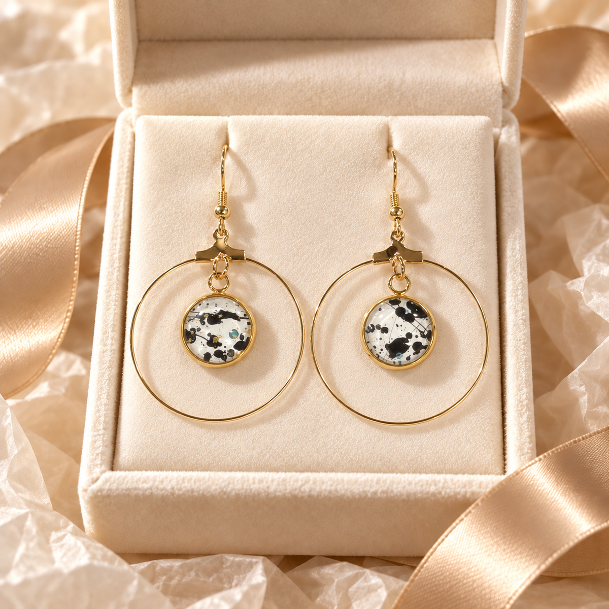 Splatter No. 1 - Gold Plated Stainless Steel Earrings